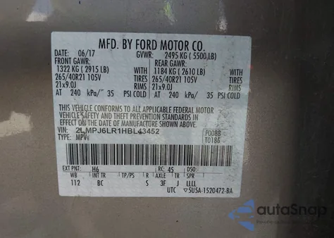 2017 Lincoln Mkx Reserve из США, поврежденный, VIN 2LMPJ6LR1HBL43452